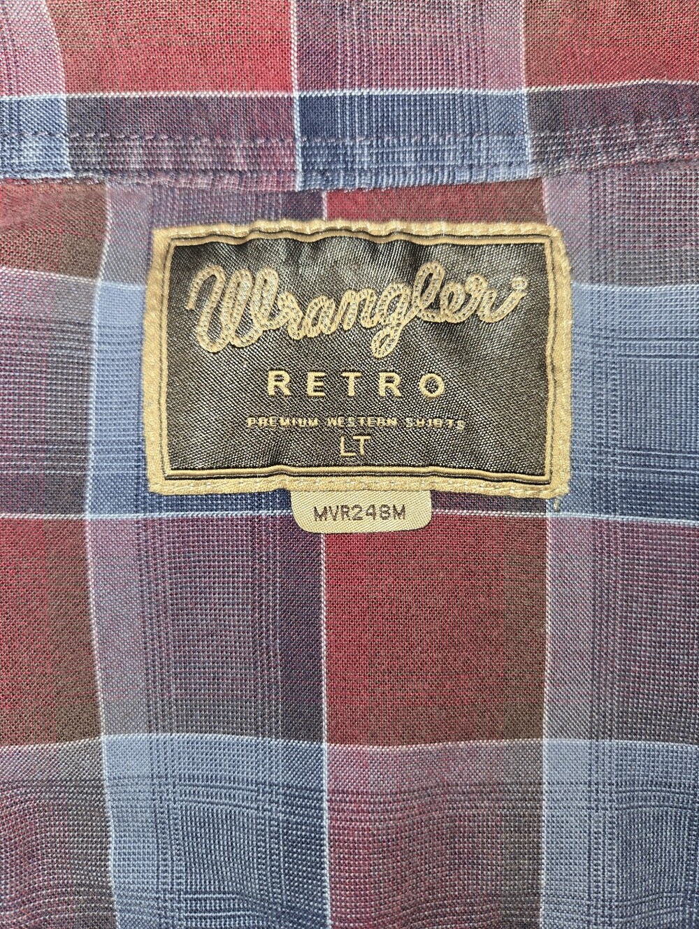 Wrangler Red and Blue Plaid Western Snap Shirt, Size Large - Picture 4 of 9